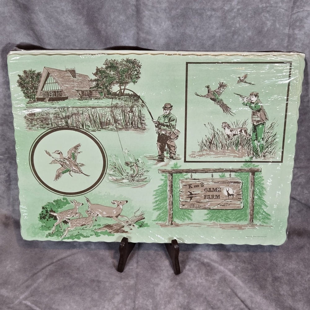 Vintage K & S Game Farm Paper Placemats Shiocton WI 1977 Wisconsin Tissue Mills